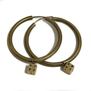 Brass High Roller Dice Hoop Earrings